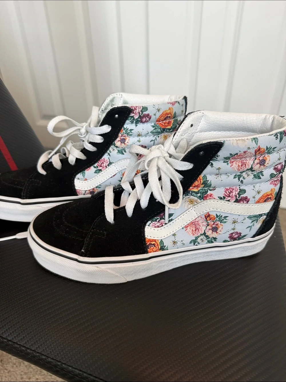Vans High-Top Sneaker in Black with Floral Panels